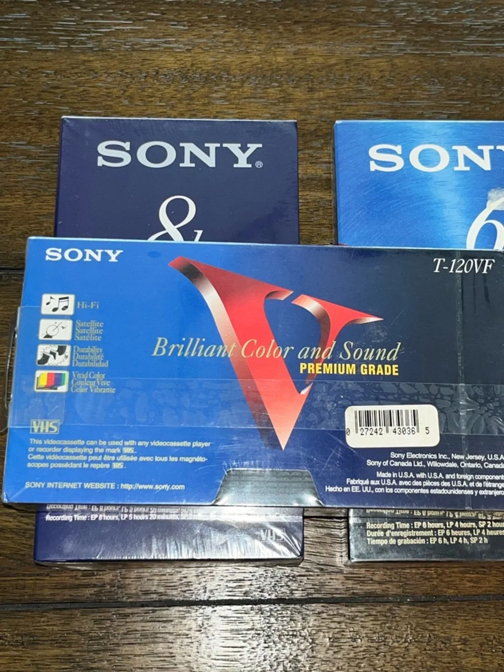 Sony High Quality 6 &8 Hour VHS Tapes: Premium Grade T-120 Lot of 3 New Sealed